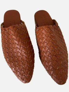 Miuccia Studio Brown Woven Leather Flats Women's Slip-On Loafers Size 7
